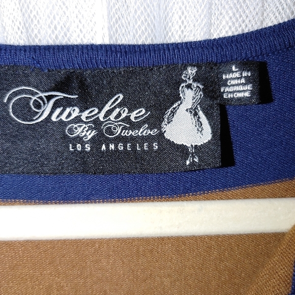 Twelve By Twelve Zip Up Long Short Sleeve Striped Sweater Size L - Picture 5 of 5